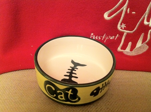 Just-pet hand made ceramic cat bowl - Click Image to Close